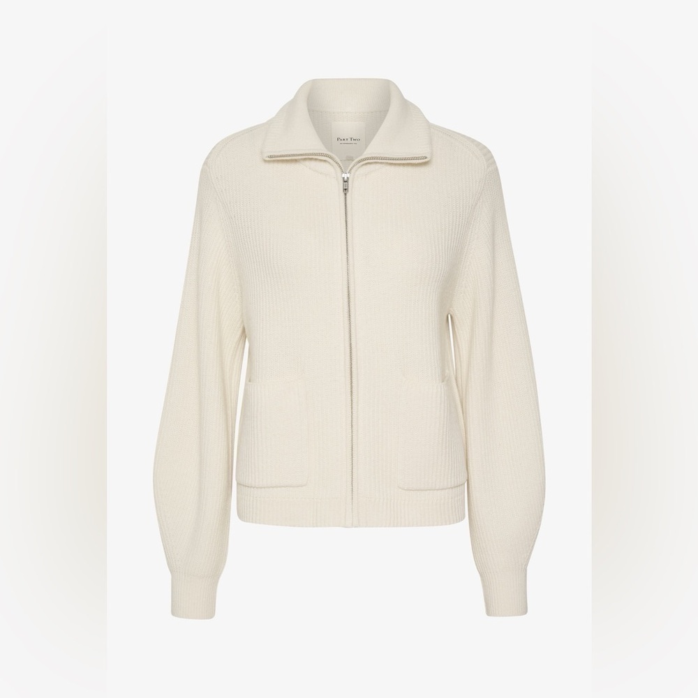 Part Two Copenhagen CANDACEPW CA Wool Blend Ribbed Cardigan Jacket whitecap